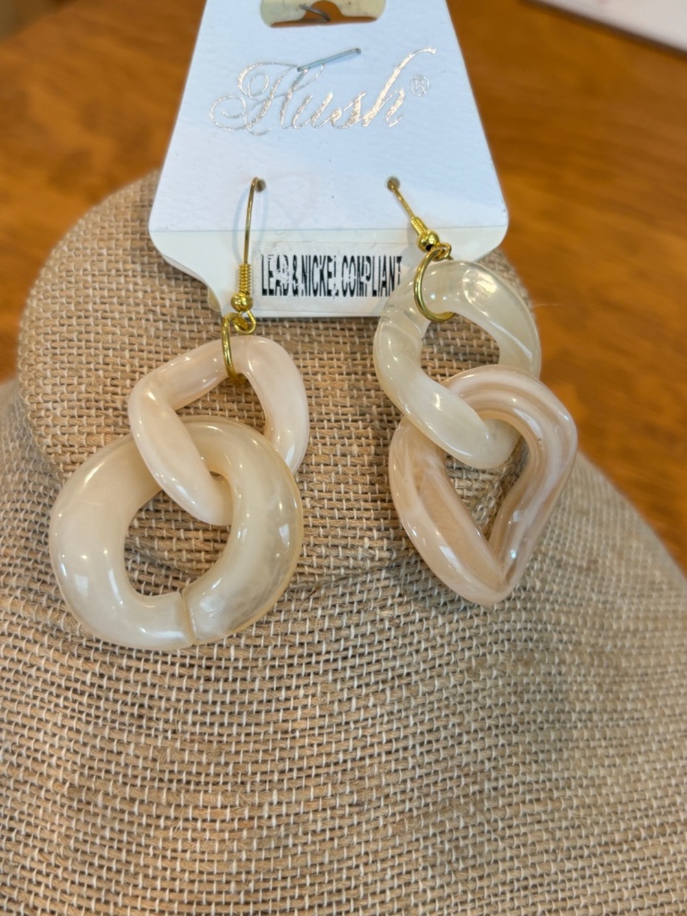 Lush Cream Resin Linked Hoop Drop Earrings